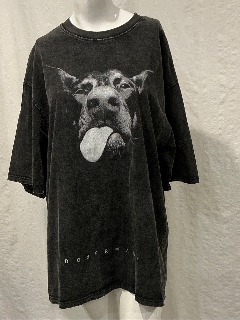 Oversized Vintage Wash Doberman Graphic T Shirt XL Streetwear